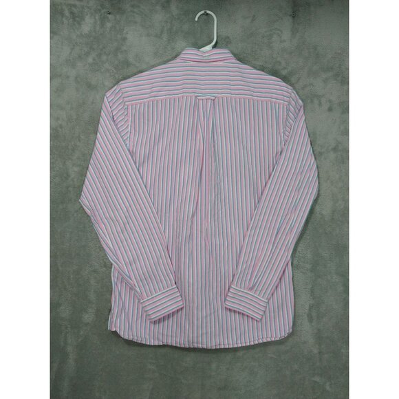 Brooks Brothers Shirt Men Medium Pink Striped Button Down Long Sleeve Red Fleece - Picture 2 of 8